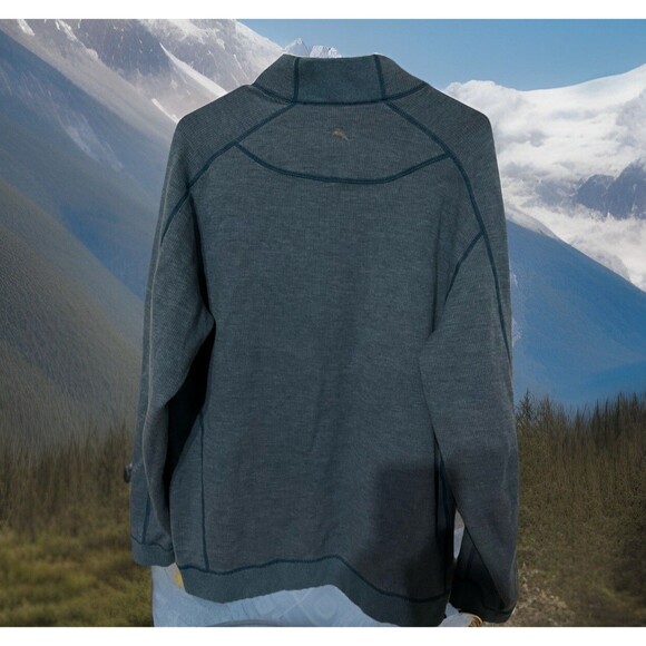 Tommy Bahama Men's Flipsider Reversible Half-Zip Sweatshirt Blue/Grey Pullover M - Picture 2 of 6